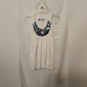 Jennifer Lopez White Tank Top with Silver Sequins